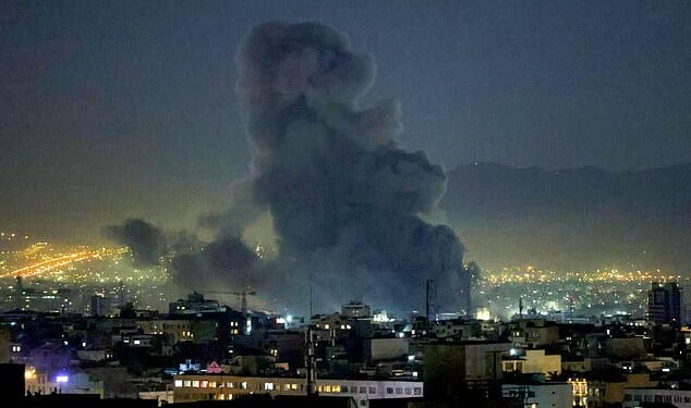 Smoke plumes rise following missile strikes in Tehran on March 1