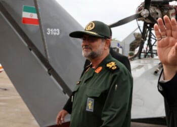 IRGC Navy commander Alireza Tangsiri walks in the southern port city of Bandar Abbas, Iran on Feb. 2, 2024.