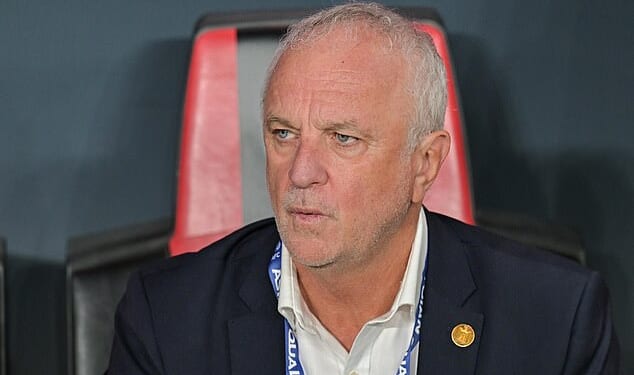 Iraq's head coach Graham Arnold looks on during a 2026 World Cup play off soccer game