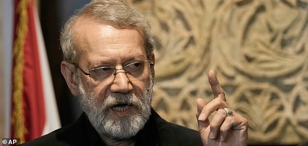 Iranian Secretary of Supreme National Security Council Ali Larijani, speaks during a press conference after his meeting with the Lebanese parliament speaker Nabih Berri, in Beirut, Lebanon, Wednesday, Aug. 13, 2025. (AP Photo/Bilal Hussein)