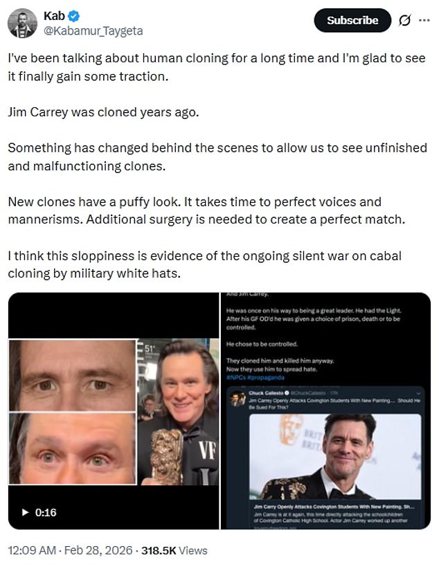 Among the most shocking social media suggestions is that Jim has been 'cloned', with the theorists highlighting his eye colour appears to be lighter