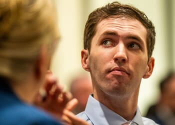 Tyler Robinson, who is accused of fatally shooting Charlie Kirk, is seen in a Dec. 15 photo at a hearing in Fourth District Court, in Provo, Utah.