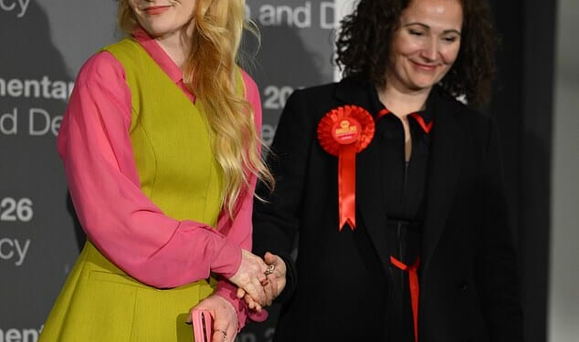 Hannah Spencer with Labour's Gorton and Denton candidate Angeliki Stogia, who came third in the by-election