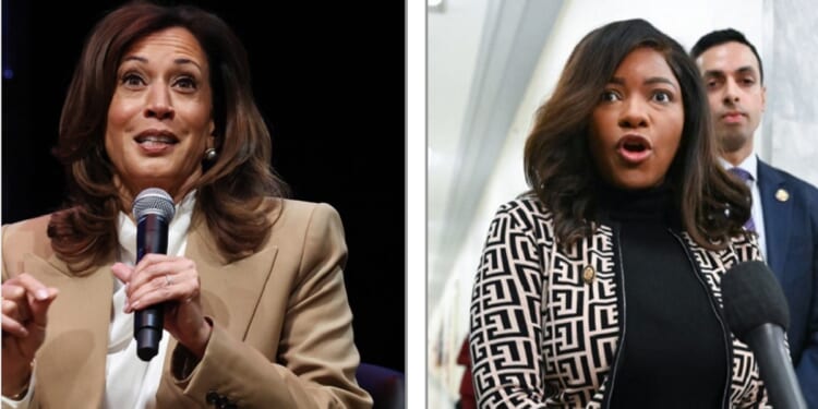 Former U.S. Vice President Kamala Harris, left; U.S. Rep. Jasmine Crockett, right.