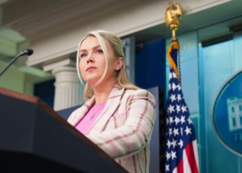 White House Press Secretary Karoline Leavitt takes questions during a news briefing in the James S. Brady Press Briefing Room of the White House on March 10, 2026, in Washington, D.C.