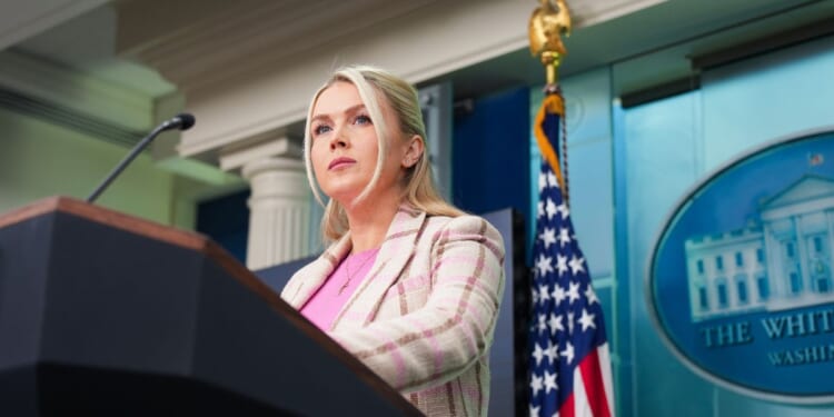 White House Press Secretary Karoline Leavitt takes questions during a news briefing in the James S. Brady Press Briefing Room of the White House on March 10, 2026, in Washington, D.C.