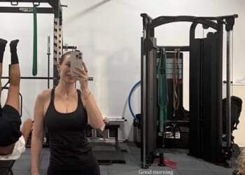 Kate Ferdinand has given a glimpse of her family's underground Dubai bunker as they worked out in their basement gym while tensions remain high in the UAE after missile strikes by Iran