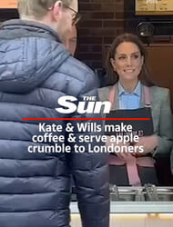 Kate & Wills make coffee & serve apple crumble to Londoners