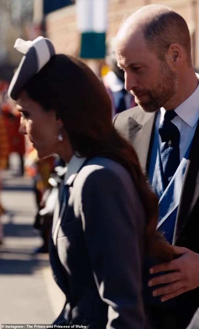 Elsewhere, William made a blink-and-you'll-miss-it romantic gesture as he helped his wife into the carriage. The Prince briefly placed his hand on the small of her back as she got inside