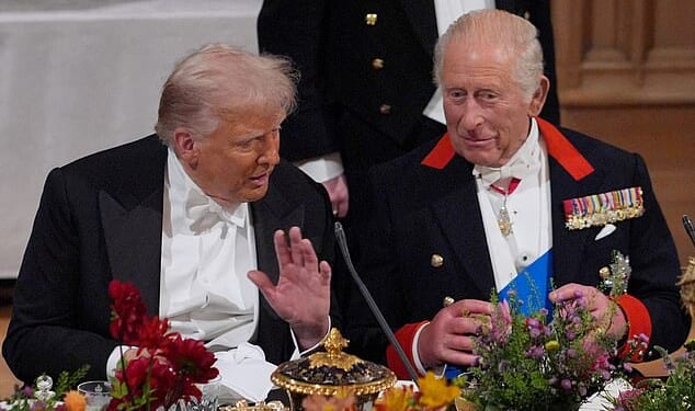 Donald Trump and the King at Windsor Castle, during the President's state visit in September