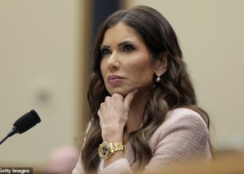 Kristi Noem testifies during a House Judiciary Committee hearing in the Rayburn House Office Building on March 4
