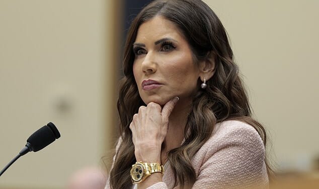 Kristi Noem testifies during a House Judiciary Committee hearing in the Rayburn House Office Building on March 4