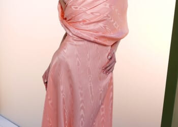 Anya Taylor-Joy wore a pink moire silk dress to the Dior fashion show in Paris on Tuesday