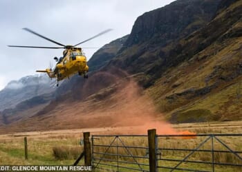 The laser beam was aimed directly at the aircraft while it was providing critical support to the Glencoe Mountain Rescue Team during an operation in Glen Etive