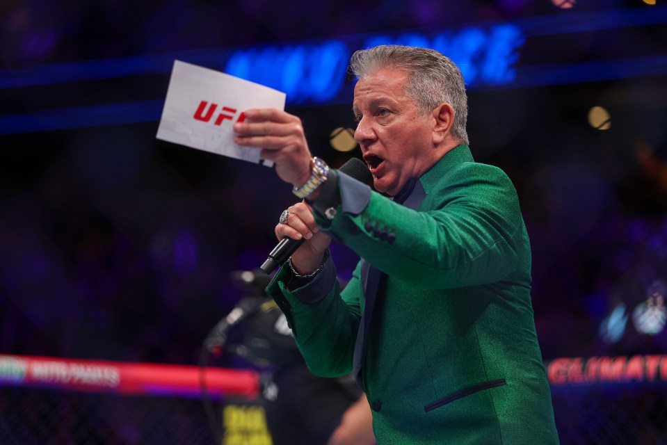 Bruce Buffer announcing the welterweight bout between Michael Chiesa and Niko Price at Climate Pledge Arena.