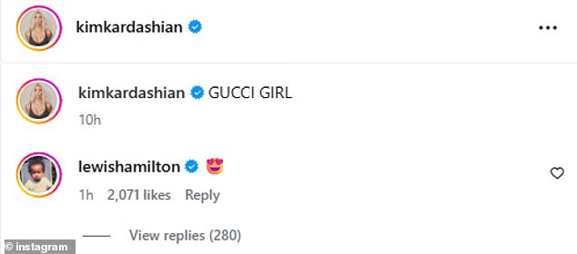 Among the thousands of comments, Lewis showed his appreciation for the star by posting a heart-eyes emoji