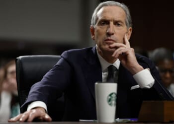 Former Starbucks CEO Howard Schultz, seen in a 2023 photo, announced his move from Washington to Florida Tuesday.