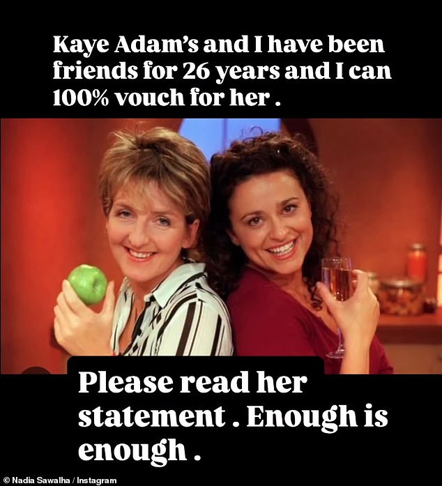 Loose Women stars Olivia Attwood , Stacey Solomon, Nadia Sawalha took to Instagram alongside the likes of Carol Vorderman following Kaye's statement denying the allegations