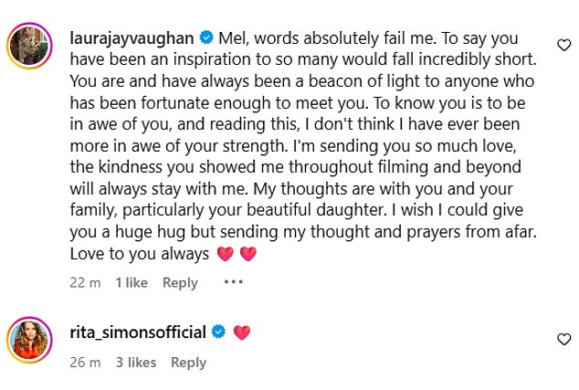 Friends and fans rushed to the comments to share their condolences following the sad news