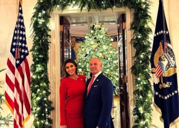 Alina Habba divorced her husband Gregg Reuben last month, the Daily Mail can exclusively reveal. The two are pictured together in front of Christmas decorations at the White House in December 2025
