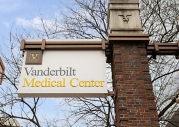 A sign for Vanderbilt University Medical Center is displayed outside the medical provider in Tennessee on March 13, 2023.