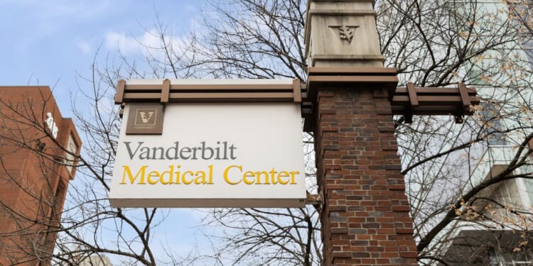 A sign for Vanderbilt University Medical Center is displayed outside the medical provider in Tennessee on March 13, 2023.