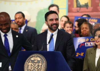 New York City Mayor Zohran Mamdani speaks during a news conference on universal childcare at the Sugar Hill Children's Museum of Art and Storytelling on March 3, 2026, in New York City. Mamdani was joined by Gov. Kathy Hochul and Kamar H. Samuels, Chancellor of New York City Public Schools, as they announced the first phase of universal childcare that will begin this fall for children under five years of age across the state.