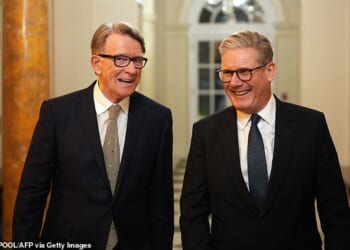 Sir Keir with Mandelson during a welcome reception at the US ambassador's residence on February 26, 2025 in Washington DC. It emerged this week that Sir Keir Starmer did not personally speak to Mandelson before his appointment