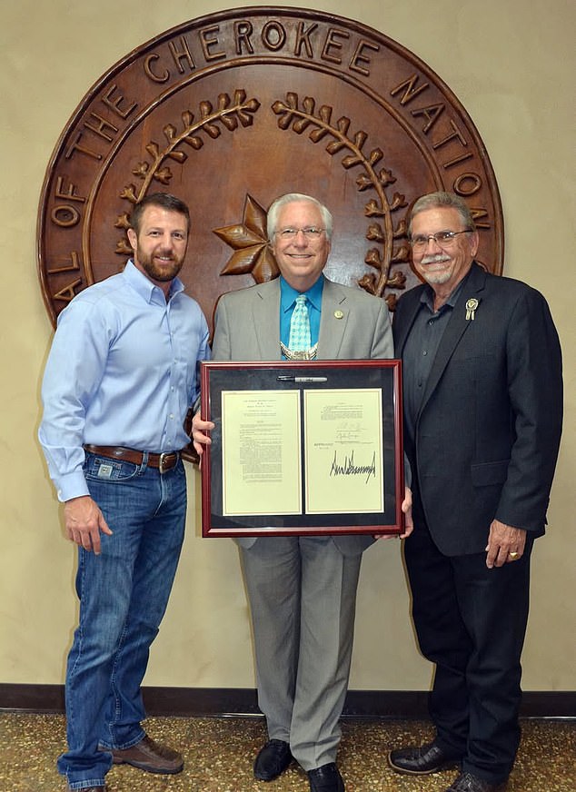 Mullin with the leaders of the Cherokee Nation in 2019