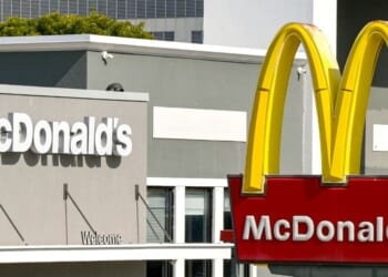 A McDonalds sign sits outside of a McDonald's branch in Miami on Dec. 3, 2023.