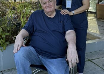 Retired Hollywood lighting director Thomas Markle, 81, who split with Meghan’s mother Doria Ragland when Meghan was just five years old, has found love again new love with Filipino nurs Rio Canedo, 46 (pictured together)