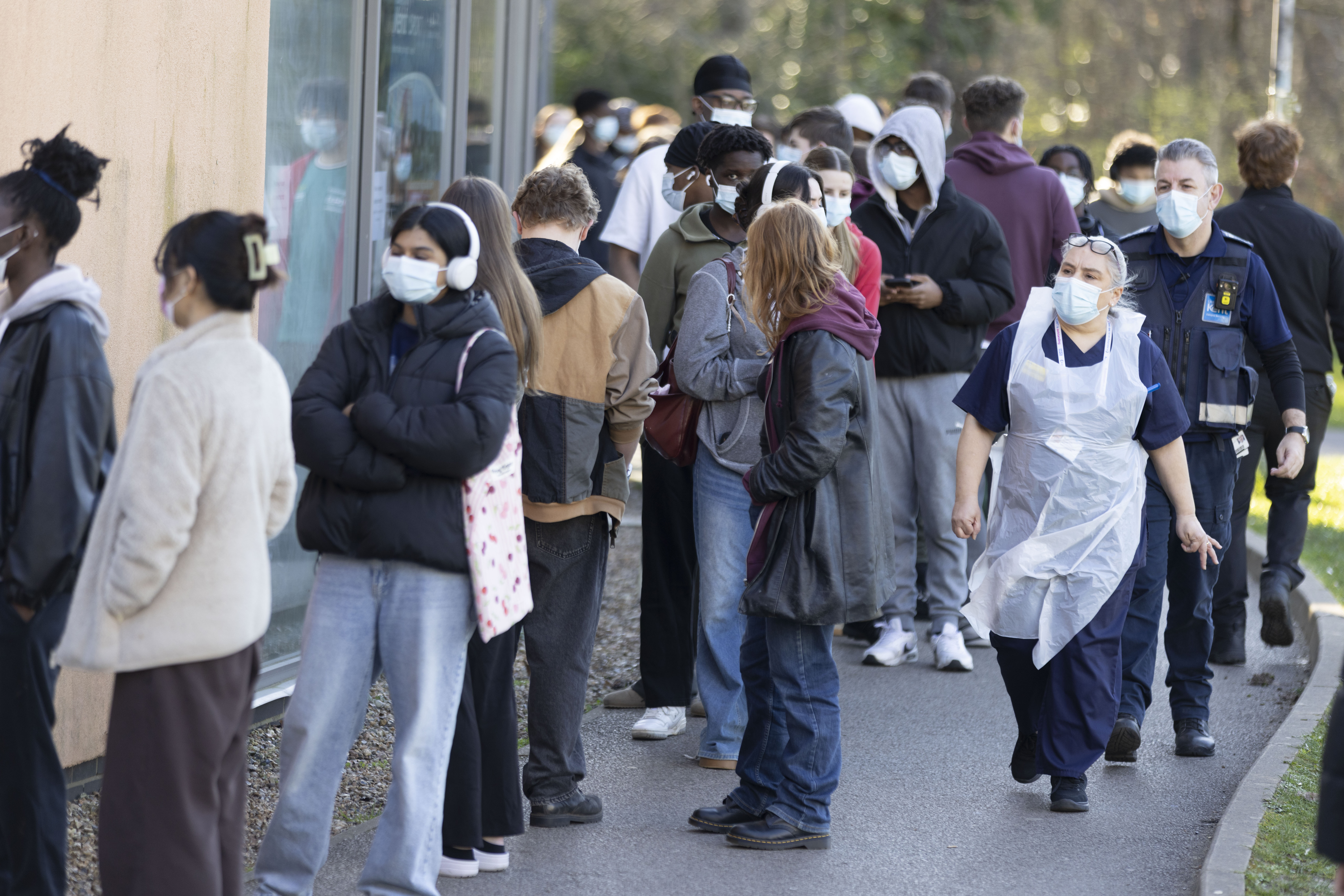 Queues for Meningitis Vaccines at Universally of Kent Canterbury, which began its vaccine roll out today