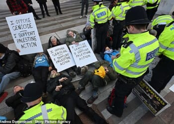 Police have arrested 18 Palestine Action supporters who were staging a protest outside New Scotland Yard today