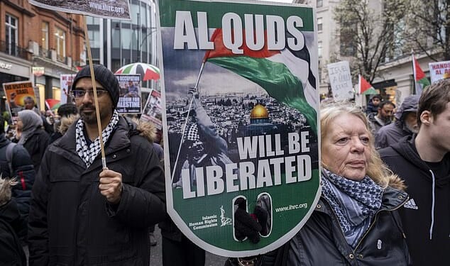 On Sunday, Scotland Yard will use the Thames as a barrier to stop clashes between pro-Iran demonstrators and counter-protesters at the Al Quds rally. (Pictured in March 2025)