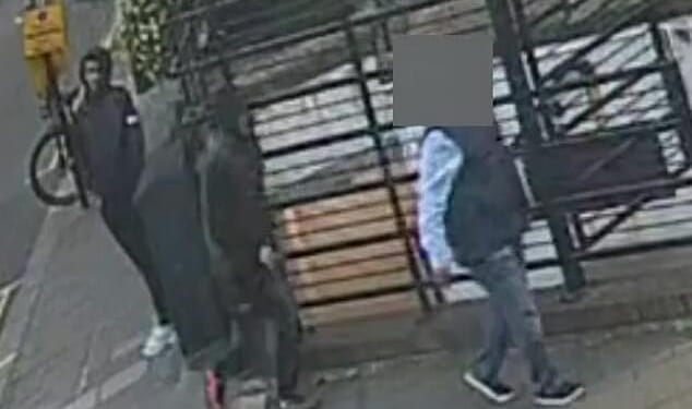 Footage obtained by the Daily Mail shows Zakaria Snouci approaching his victim - who is dressed in a gilet and smart shirt - on the corner of Porchester Place near Hyde Park