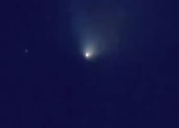 This is the moment an Iranian ballistic missile is blown up in space above Israel