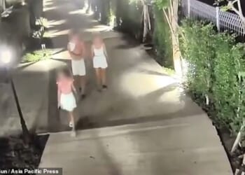 A family of three staying at a neighbouring hotel can be seen on the CCTV footage appearing to overhear Jordan shouting on the phone