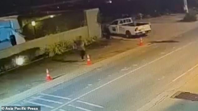 CCTV showed Jordan, top right, running erratically 12 minutes before he was heard shouting and threatening a 'shootout' during a phone call to an unknown person later that same night