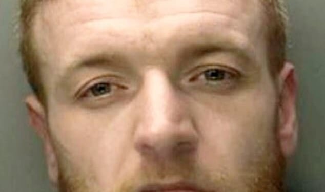 Jordan Peebles (pictured), 32, from Coventry, West Midlands, burst into the newsagents in the city's Riley Square wielding a large kitchen knife last Christmas Eve