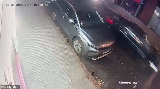 Footage appears to show the moment a driver raced away from the scene after ploughing into pedestrians in Derby city centre last night