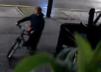 CCTV footage shared with the Daily Mail shows a cigarette-smoking yob breaking in to a BMW M4 on North Road in Cardiff