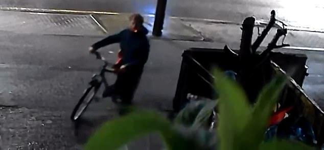 CCTV footage shared with the Daily Mail shows a cigarette-smoking yob breaking in to a BMW M4 on North Road in Cardiff