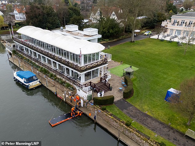 Police and paramedics pictured searching the River Thames in Henley-on-Thames, south Oxfordshire, on Saturday, March 7