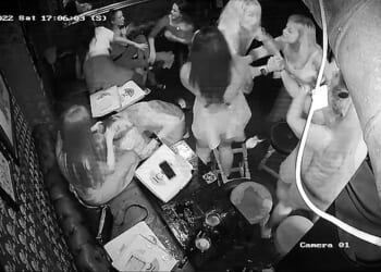 The massive brawl lasted over four minutes and saw hair pulling, wrestling and several punches being thrown