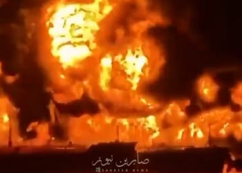 This is the moment Iraqi oil tankers erupt into flames after being struck by explosive-filled Iranian boats
