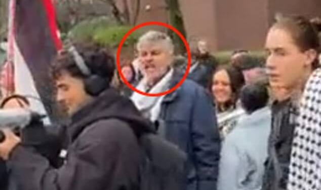 Moment organiser of London's Al-Quds 'hate rally' shouts 'death to the IDF' at Iran protest before leading chants of 'Khamenei makes us proud'