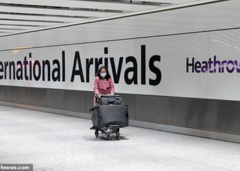 Ms Gross was informed that reclaiming the item would incur a £25 fee, a figure that doubles to £50 if the coat is returned via post (Pictured: A stock photo of international arrivals at Heathrow Terminal Three)