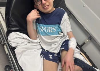 Harley Harris (pictured) was diagnosed with a rare condition known as spondylocarpotarsal synostosis at only five years old. Now, his family have been told Harley has run out of treatment options in the UK