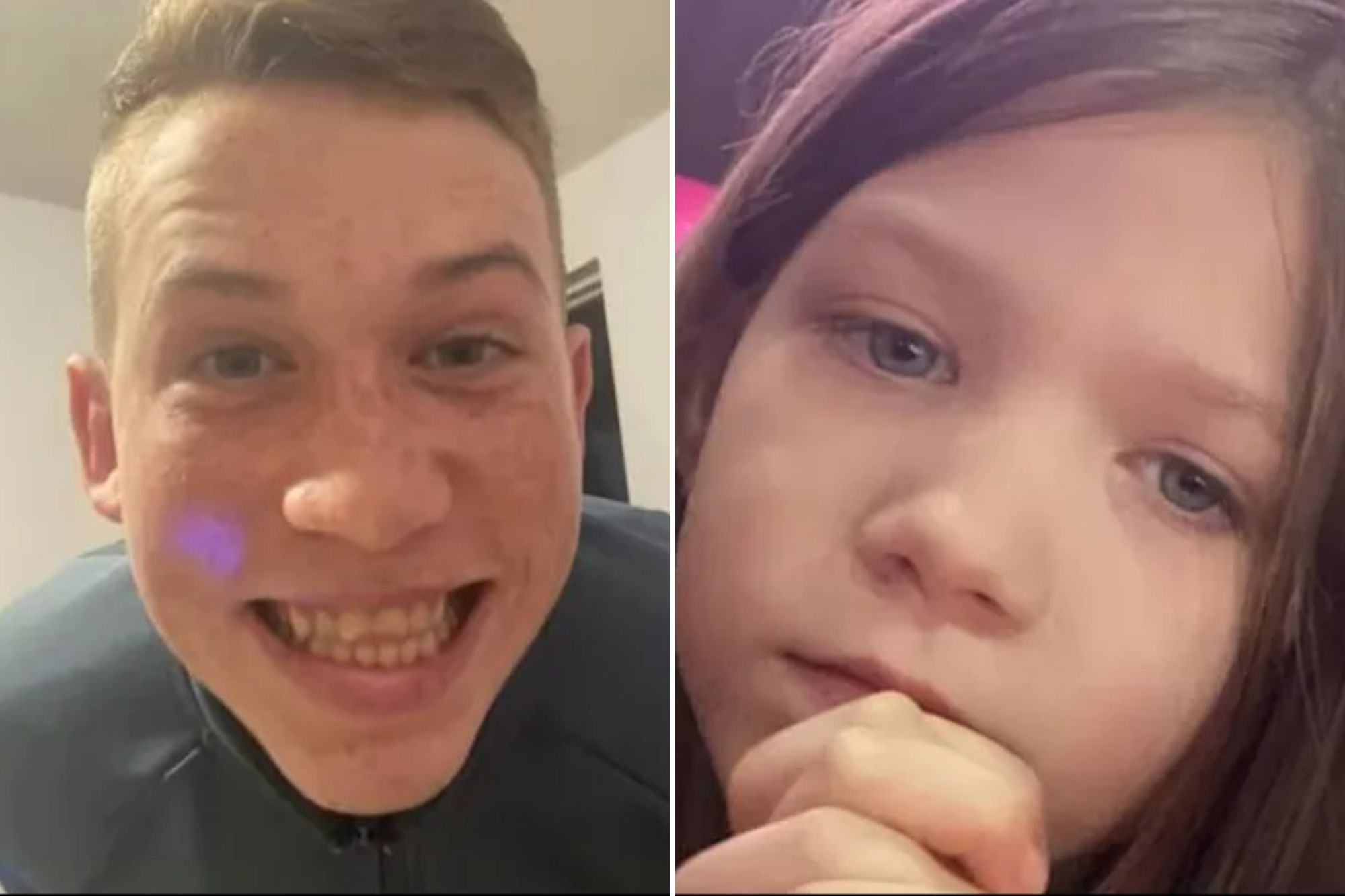 An image collage containing 2 images, Image 1 shows Collage of Roman Casselden, 16, and his sister Darcie, nine, Image 2 shows Collage of Roman Casselden, 16, and his sister Darcie, nine