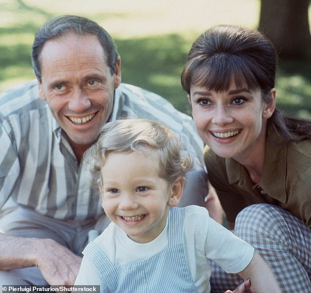 Audrey Hepburn with her husband Mel Ferrer and son Sean